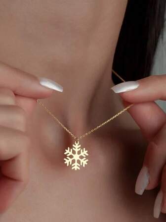 suteyi Snowflake Necklace, Christmas Gift, Snowflake Jewelry, Exquisite Snowflake Jewelry, 14K Gold Snowflake Necklace, Simple Winter Necklace For Women