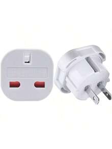 (1入) 香港UK 3孔插頭轉美國1-15R 2孔插座交流電源充電器轉換器，UK轉US旅行開關插座，美國US插頭2 pins可旋轉（白色） - 白色 - 查看 9