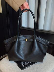 New Solid Color Retro High-End Leather Women's Fashion Shoulder Bag, Crossbody Handbag, Multi-Functional Special Edition, Exquisite And Elegant, Large Capacity, Durable, Lightweight, Versatile For Shopping, Work, Travel, Business, Cosmetic Storage Tote Bag , Office Bag - Multicolor - View 14