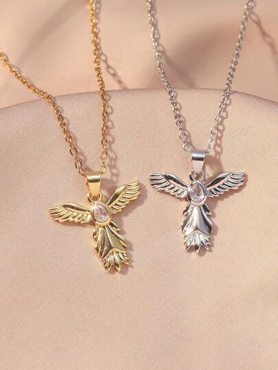 1 Stück elegante Luxus Halskette mit Strass Engelflügeln, funkelnde Halskette geeignet für Mädchen, Partys, Geschenke, Urlaub, Bankette und den täglichen Gebrauch
