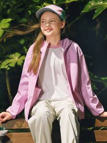 Balabala 2025 Autumn Girls Waterproof Fleece Outdoor Jacket - Rose Red - View 5