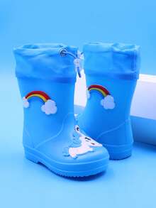 Nuevas botas de lluvia rosas con diseño de unicornio lindo y de dibujos animados para niñas, ligeras, cómodas, suaves y antideslizantes, adecuadas para días lluviosos y actividades escolares