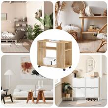 SoBuy FBT34-W, Side Table End Table Coffee Table Lamp Table With Storage Shelves, 2 Tiers Bookcase On Wheels - Brown - View 11