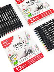 1pc 12/24 Colors Fabric Marker Pens, Smooth Drawing, Bleed-Proof, Waterproof, Colorfast, For DIY Clothing, Canvas Shoes, Children's Hand Painting