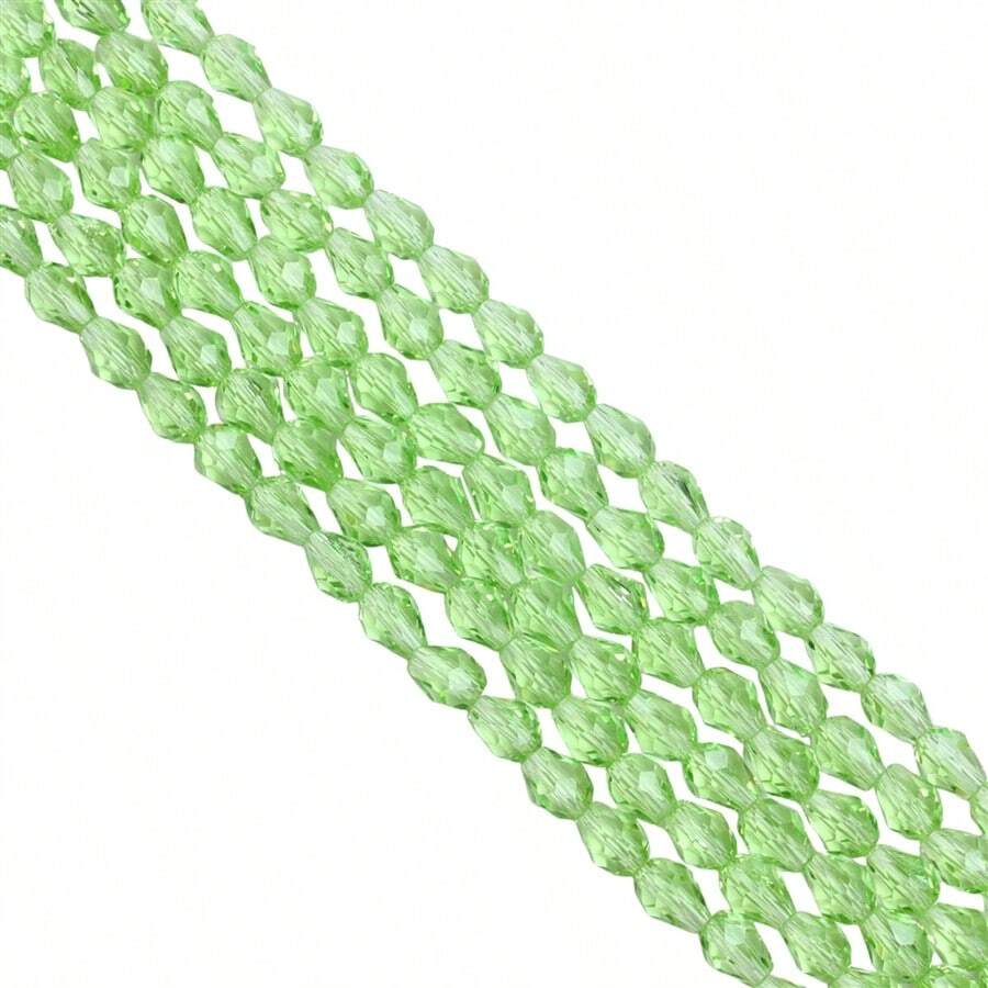 1 String  4/6mm Transparent Crystal Water Drop Beads, Fashionable Beaded Material Bracelet, Mobile Phone Chain And Necklace Accessories - Light Green - View 1