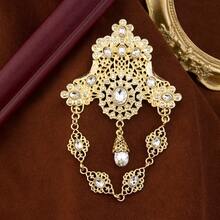 1 pezzo Spilla vintage in stile turco per donna, fermaglio per sciarpa/abito, placcato oro con cristalli sintetici, gioiello da sposa, accessori arabi, regalo di compleanno