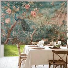 Vintage Peacock Animal Plant Flower Home Tapestry Wall Hanging  Suitable For Bedroom Living Room Decoration Background Cloth Includes Free Accessories - Nhiều màu - Xem 2