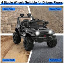 Camión eléctrico para niños de 12 V con control remoto para padres, suspensión de resorte y Bluetooth. Auto todoterreno para niños pequeños, regalo de cumpleaños con certificación ASTM. - Negro - Ver 7