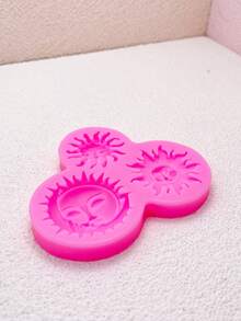 1pc Pink Triple Sun Face, Moon Face Silicone Mold. Handmade Decorative Props Are Easy To Demold And Can Be Reused. - Pink - View 5