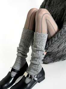 1双镂空过膝长袜，保暖多层长袜，甜美百搭白色袜子，秋冬季舒适袜子