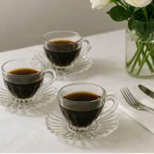 Brasiliano Coffee Glass Set With 6 Cups And Saucers 110ml - 透明的 - 查看 5