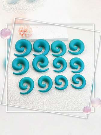12pcs Oversized Acrylic Pearlescent Green Matte Smooth Ear Gauges, Retro Colorful Unisex Everyday Wear Ear Plugs, Suitable For Hiphop, Punk, Daily Wear