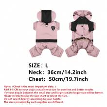 时尚粉色和黑色狗狗连帽雪衣 - 防水、保暖连体衣，适合小型犬，非常适合冬季散步和户外活动，带牵引绳孔设计宠物服装冬季保暖狗狗夹克 - 粉色 - 查看 17