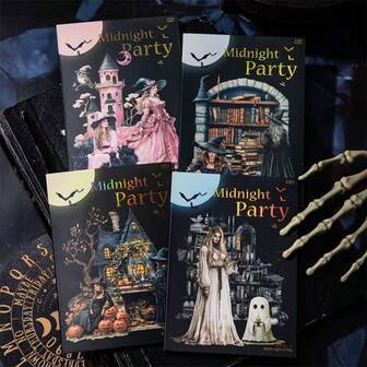 Vintage Dark-Themed Sticker Book, Halloween Theme, Can Be Used To Decorate Phone Cases, Cutout Boards, Postcards, Bullet Journals, Halloween-Themed Sticker Book, Creative DIY Materials Kit.