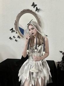 طقم زي تنكري لعروس فامبير جوثيك، ملابس أداء مثيرة لزومبي من سلالة الدم، هالوين - متعدد الألوان - مشاهدة 3