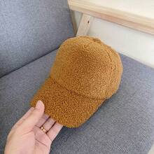 1pc Faux Fur Solid Color Warm Newsboy Cap, Versatile Casual Fashion Baseball Hat For Women