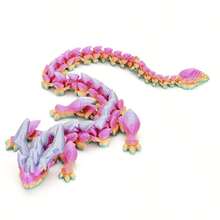 1pc, 30cm 3D Printed Glow-In-The-Dark Crystal Dragon Statue - Multi-Jointed Posable, Random Color Eyes, Durable Plastic Home Decor And Desktop Art Piece, Best Gift For Friends Birthday, Christmas