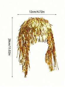 1pc Sparkling Party Wig Christmas Foil Tinsel Wig Fancy Dress Shiny Party Wig Adult Metal Cosplay Supplies Masquerade Engagement Ball Sparkling Party Wig Metal Costume Cosplay Props Birthday Party Family Party Disco Wig Christmas - Multicolor - View 8