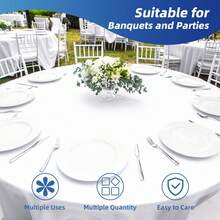 Tomnk 10pcs 90/120in Round Tablecloth, Round Table Cloth Polyester Fabric Washable Table Covers For Wedding, Party, Banquet, Dining, Birthday Events - 彩色 - 查看 7