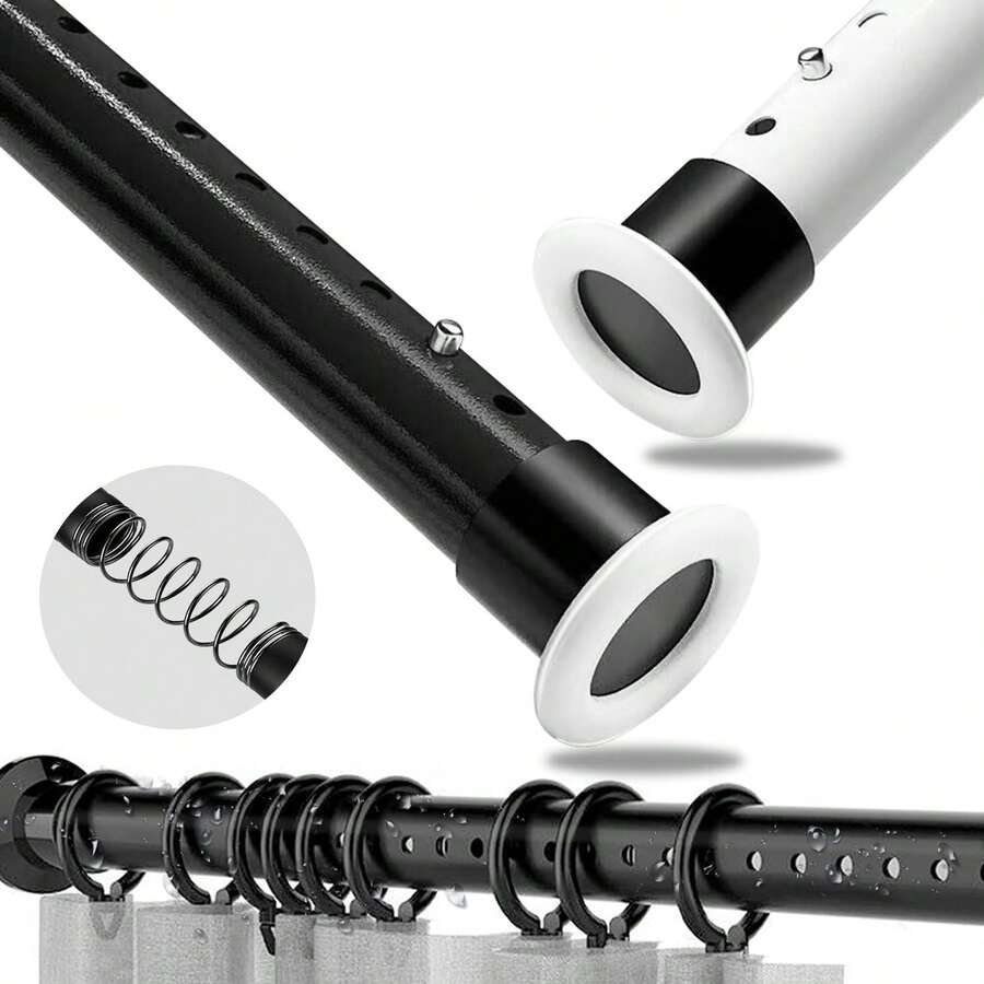 50-410cm Universal Telescopic Rod Stainless Steel No Drilling Shower Curtain Rod ⭐️⭐️ - màu đen - Xem 1