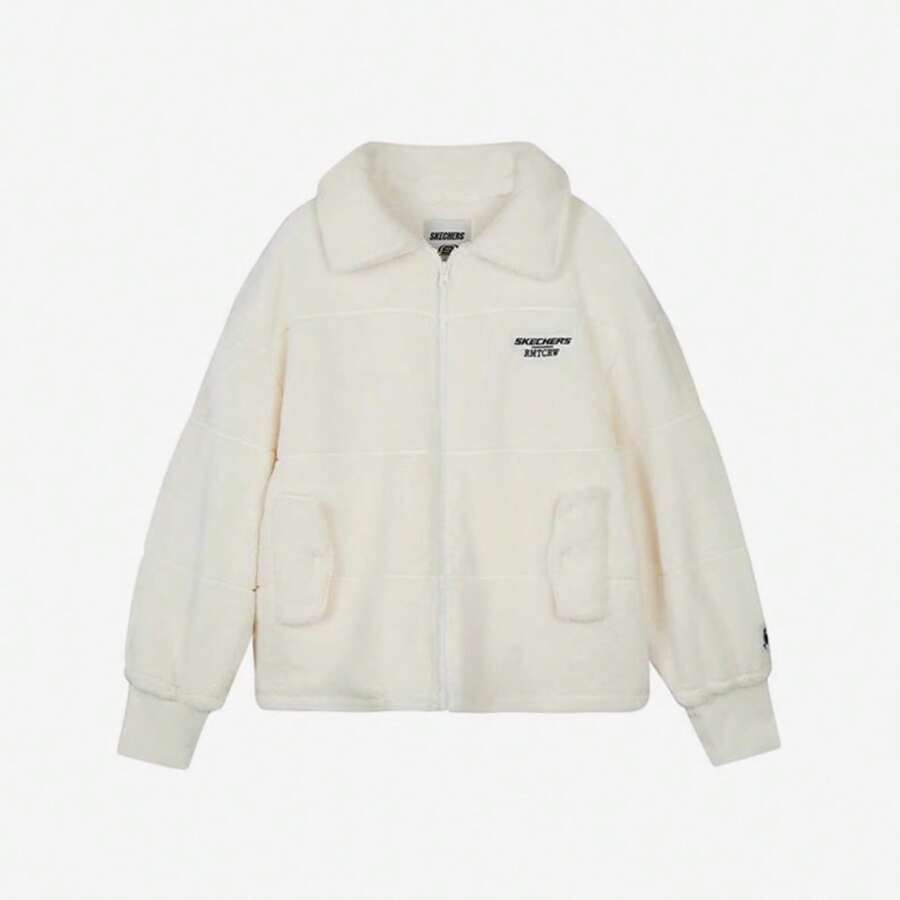 Skechers New Women's Warm Casual Collared Knit Cardigan - Beige - View 1