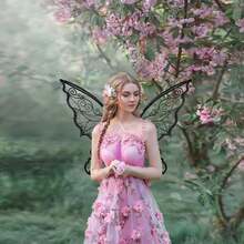 Butterfly Fairy Wing Lightweight Elegant Angel Elf Wings Cosplay Costumes Props For Women Girls Party Accessories - 黑色 - 查看 2