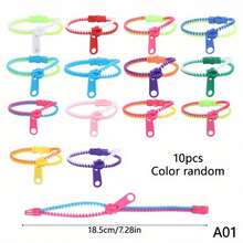 10Pcs/Set Candy Colored Packaged Zipper Bracelet Anti Stress Fidget Sensory Zipper Bracelet Relieves Stress Anxiety, Autism Treatment Party Gift,Halloween,Christmas - 10件/套 - 查看 3
