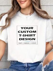 Personalized Custom T-Shirt - Design Your Own Tee, Add Text, Image, Or Logo - Unisex Cotton Crew Neck Tee, Comfortable Fit, Perfect For Gifts, Events, Businesses, Parties - Customizable Apparel For Men, Women, And Kids - 白色 - 查看 1