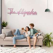 1 pezzo Targa metallica personalizzata rosa - Targa con testo e firma personalizzati, materiale resistente alle intemperie, design orizzontale moderno per decorazione porta d'ingresso, arte da giardino, regalo di inaugurazione casa (senza elettricità necessaria), decorazione da parete esterna in metallo, senza design di sfondo