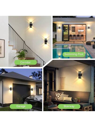 CANMEIJIA 1pc E27 Wand Lamp, LED Light, Outdoor Waterproof IP65, Indoor Base, Includes Warm Wit Bulb, Can Other Bulbs As Needed, Applicable Outdoor, Patio, Garage, Entrance, Garden, Yard, Round Square view 9