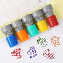 5 件教师评分印章，多色可选，清晰印记，教育用品印章，家长家庭作业检查工具印章