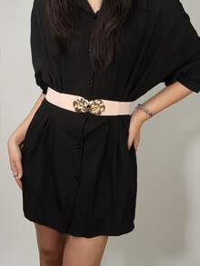 1 Stück eleganter elastischer Taillengürtel für Damen in Mehrfarbig, modischer Gürtel mit goldenem Blumenverschluss, vielseitig verwendbarer hochwertiger Taillengürtel für Kleider, Hemden, Jacken