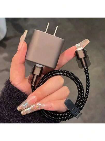 Solid Color Simple Cable Protector Case Compatible With IPhone 11/12/13/14/15, Compatible With Apple 18W/20W Charger, Gift For Boyfriend/Girlfriend, Halloween Gift, Christmas Gift