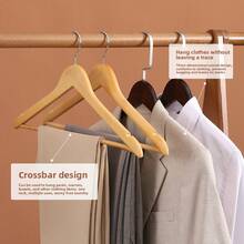 3/5/10 Pcs Wooden Clothes Hangers Set - Non-Slip Hangers And Durable Wardrobe Hangers | Multipurpose, Space-Saving Closet Organizer | Shirt/Jacket/Dress/Pants Hangers | Perfect Holiday Gift For Back To School, Thanksgiving, Halloween, Christmas | Essential For Dorm And Apartment Organization