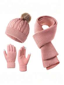 Gorro de Tricô Elegante e Casual para Mulheres: 1 Conjunto de Material Macio Semelhante à Lã de Cordeiro com Detalhe de Pompom, Bordado Simples de Letra, Chapéu de Inverno Grosso e Quente, Fácil de Dobrar para Armazenamento Conveniente, Opções de Várias Cores, Perfeito para as Estações de Outono e Inverno, Uso Diário, Atividades ao Ar Livre, Proteção contra Frio, Alternativa de Boné de Beisebol de Estilo Unissex, Cobertura de Cabeça Versátil e Chique para Mulheres que Buscam um Visual Aconchegante e Estiloso