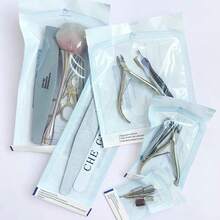 50 piezas de bolsas de esterilización autosellantes de 57 mm * 130 mm, bolsas desechables para accesorios de esterilización de tatuajes y uñas, bolsa de almacenamiento para herramientas de uñas - Azul y blanco - Ver 3