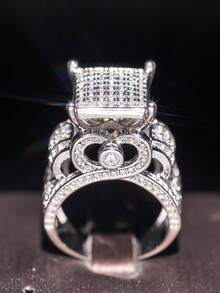 1 PC Glamorous Cubic Zirconia Ring For Women For Wedding Engagement Anniversary Party Jewelry Valentine's Day Gift