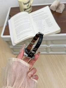 1 Pc Diamond Bling Metal Becorative Fancy Stylish Leather Loop Compatible With Apple Watch Band For Women Halloween Black Charms Blue Silver Gold Sport 38mm 40mm 41mm 42mm 44mm 45mm 46mm 49mm , Strap Compatible With Apple Watch Watchband Series Ultra 10/9/8/7/6/5/4/3/2/1 SE - Black - View 7