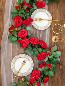 1/3pcs 78.74inch Artificial Rose Vine Fake Flower Garland, Artificial Silk Floral Hanging Floral Decoration Ivy For Wedding Arch Decoration, Table Centerpiece, Party Ceremony Backdrop Wall, Garden Outdoor Decoration, Home Decoration - Multicolor - View 5