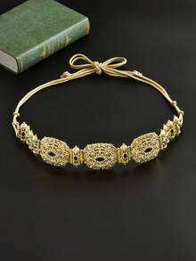 1pc Moroccan Bride Waist Chain, Vintage Zinc Alloy Palace Style Printed Bridal Jewelry Waist Belt, Essential Accessory For All Seasons