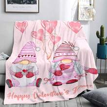 General Field 1pc Comfortable Flannel Christmas Theme Carpet - Pink Dwarf And Snowflake Retro Design, Love And Pink Tone Digital Printing - Suitable For Living Room, Bedroom, Sofa And Camping - Ideal Gift For Friends, Family And Classmates - Multicolor - View 3