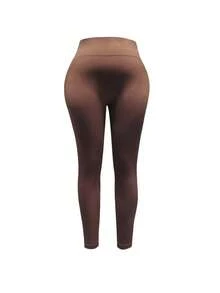 Women's Seamless High-Elastic Sports Leggings,Lift The Buttocks And Slim The Legs Yoga Leggings,High Waist And Comfortable Fitness Leggings,Multi-Color Options(Black/Grey/Brown) - 棕色 - 查看 2