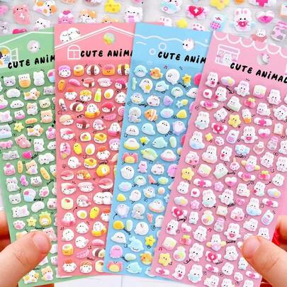 INS Style New Cute 4-Color Cartoon Animal Foam Stickers, Small Bubble 3D Stickers, Suitable For Journals, Phone Cases, Notebook Covers Decoration