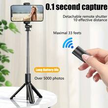 Mobile Phone Selfie Stick With Detachable Wireless Remote Control, 360° Rotation And Retractable Tripod, Handheld Stabilizer Live Broadcast Tripod, Suitable For Smartphones, For Selfies/Video Recording/Photography/Live Broadcast/Video Blogging