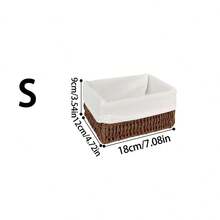 3件套/1件手工编织藤条桌面收纳篮，可收纳化妆品、钥匙、零食，适用于客厅、卧室、书房和办公室桌面，家居装饰收纳篮，情人节礼物