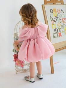 0-3岁女婴粉色蝴蝶结薄纱派对礼服，优雅公主裙，适合1岁生日派对、宴会、婚礼花童、休闲外出等场合。 - 粉色 - 查看 7