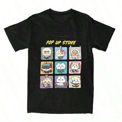 Camiseta de anime Chiikawa de verano fresco, camisetas básicas de algodón Mniniso Y2K, camiseta fresca de manga corta para hombres, camisetas sueltas, playera de hombre, sudaderas para mujeres