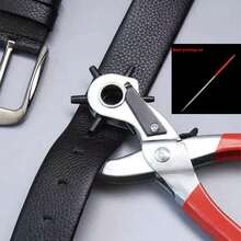 1件装多功能皮革打孔器，皮革打孔工具，通用手持皮带钻孔工具，旋转式皮革手动打孔器，适用于皮带、表带、狗项圈、马鞍、鞋子、织物、DIY家居或工艺项目（银色/红色），圣诞礼物，皮革工艺品，打孔器（颜色和款式随机）