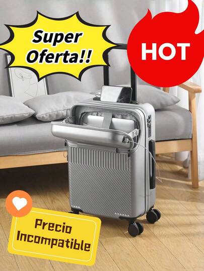 1 peça de bagagem de mão multifuncional de 20 polegadas com abertura frontal: conveniente e eficiente para usar a qualquer momento, estrutura rígida resistente a choques, carregamento e comunicação seguros, mobilidade suave e silenciosa, design com zíper duplo para excelente acessibilidade, mãos livres para viajar, espaço interno impressionante, presente ideal para o Natal, Dia dos Namorados, Ano Novo de 2025, essencial para viagens de inverno. Adequado para viagens de negócios, viagens de curta duração e transporte estudantil.