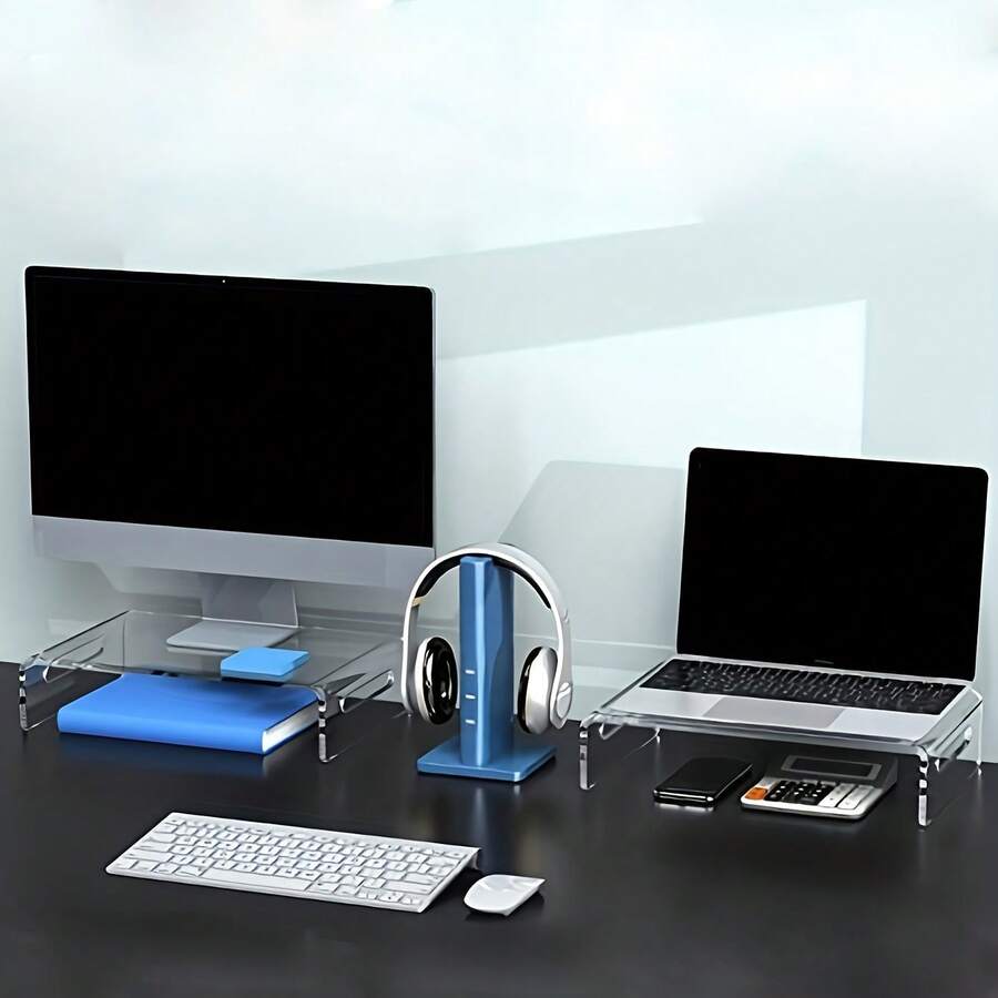 Acrylic Monitor Stand Riser, Suitable For Computer, Laptop, Printer, Notebook, IMac Displays, Premium Transparent Laptop Stand For Home And Office Use